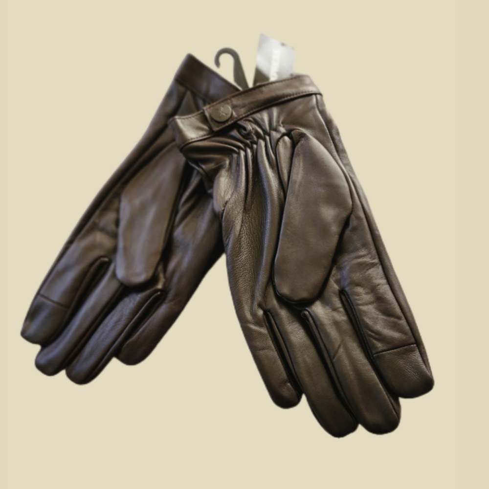 EXPRESS MENS BROWN LEATHER TOUCH SCREEN COMPATIBLE GLOVES BNWT - Picture 3 of 6